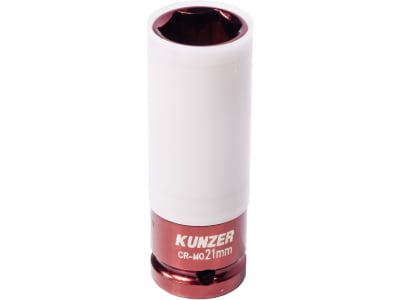 KUNZER Radmuttereinsatz "Impact" 1/2 " 21 x 85 mm, rot, Stahl (Chrom-Molybdän 1.4923), 812RK21