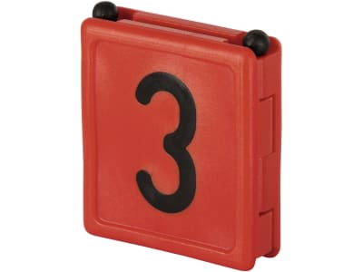 KERBL Halsbandnummer "Duo" Ziffer 3, Kunststoff rot, 2-teilig, für Halsmarkierungsbänder bis 4 cm Breite, 6 St., 209423