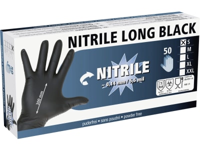 KERBL Einmalhandschuh "Nitrile Long Black" Gr. S, 50 St., 15320