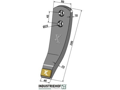 Industriehof® Scharspitze 290 x 80 x 18/25 mm, für Pöttinger Grubber Synkro, 101.EXT-1013