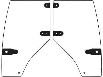 Türscheibe, grün, links/rechts, Siebdruck, für Case IH CX, MX, McCormick CX, MC, MTX, Kabine Maxxum