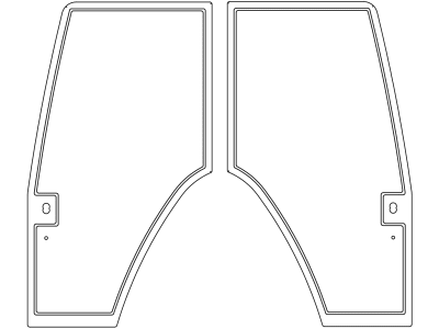 Türscheibe, grün, links/rechts, neue Ausführung, geklebt, Siebdruck für Fiat M, Ford New Holland TL, TM, TS, 6000, 7000, 8000