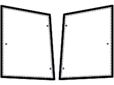 Seitenscheibe, grün, links/rechts, Siebdruck, für Case IH JX, Ford New Holland TDD Seitenscheibe, grün, links/rechts, Siebdruck, für Case IH JX, Ford New Holland TDD
