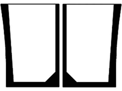 Frontscheibe, grün, unten links/rechts, geklebt, Siebdruck, für Case IH CX, MXC, McCormick CX, MC, MTX