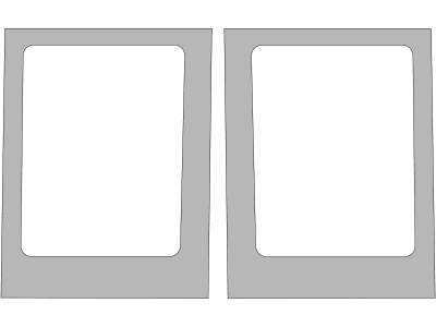 Frontscheibe, klar, unten links/rechts, geklebt, Siebdruck, für Claas Ares 7 Frontscheibe, klar, unten links/rechts, geklebt, Siebdruck, für Claas Ares 7