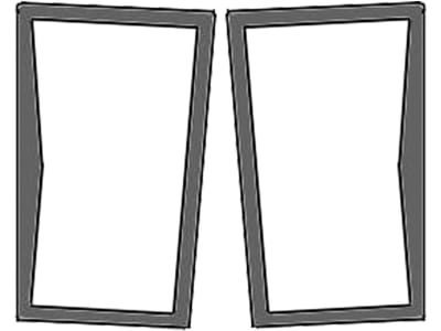 Frontscheibe, grün, unten links/rechts, geklebt, Siebdruck, für Massey Ferguson 5000, 6000, 7000, 8000