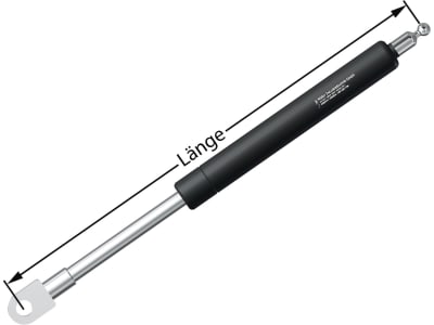 Gasdruckfeder mit Bohrung/Kugelkopf 6/10 mm, 210 – 255 mm, 150 N Gasdruckfeder mit Bohrung/Kugelkopf 6/10 mm, 210 – 255 mm, 150 N