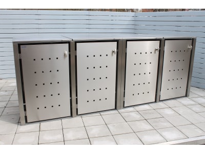 Indra 4er Mülltonnenbox Multimax Edelstahl 120 + 240 Liter Mülltonnenboxen Indra 4er Mülltonnenbox Multimax Edelstahl 120 + 240 Liter Mülltonnenboxen