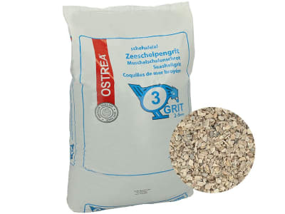 OSTREA® Muschelschalenschrot 2-5 mm für Geflügel Calciumquelle für die Aufzucht, Legehennen und Mastgeflügel Hühnerfutter 25 kg Sack