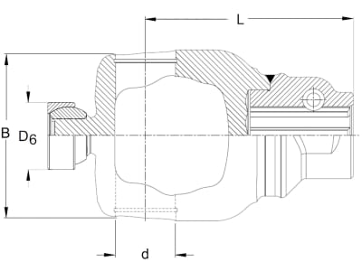 Walterscheid Weitwinkelanschlussgabel "AG P" PW80° Baugröße 580, Profil 1 3/8" 6, mit Schiebestift, 1136968