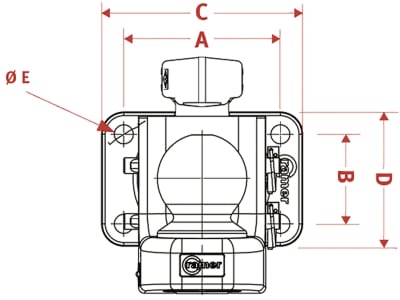 Walterscheid Kugeleinsatz "Kugel 80", KFD800-5 **, für Adapterplatte mit Flansch B x H 160 × 100 mm x 21 mm, für Traktor mit Anhängebock, 8002903