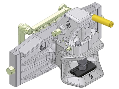 Walterscheid Zugmaul "KU2000/...NA5", automatisch mit Adapterplatte  , Ø Bolzen 32 mm, schwarz, für Traktor mit Anhängebock