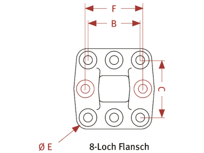 Walterscheid Zugöse "ZO74053-50D1", Ø Öse 50 mm, mit 8-Loch-Flansch 100 x 110 mm, 8000537