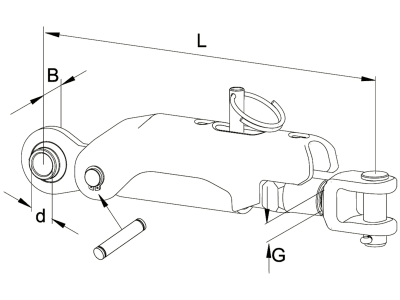 Walterscheid Stabilisator "ADSST", Druckstrebe mechanisch, mit Bolzen, 412 – 426 mm, Federweg +/- 19 mm, für Unterlenker mechanisch, 1204526