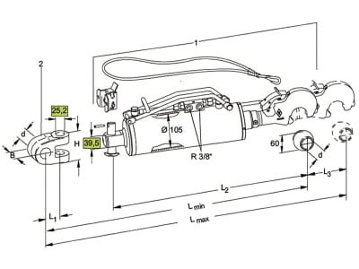 Walterscheid Hydraulischer Oberlenker "HOLHS C-105DS kurz" Kat. 3 Länge 562 – 747 mm, mit Fanghaken und Gabelgelenk ohne Kopf, integrierte Dämpfung, 1207240 Walterscheid Hydraulischer Oberlenker "HOLHS C-105DS kurz" Kat. 3 Länge 562 – 747 mm, mit Fanghaken und Gabelgelenk ohne Kopf, integrierte Dämpfung, 1207240