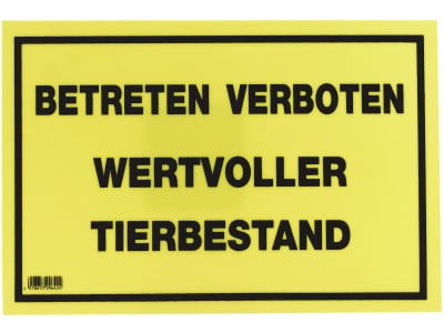 KERBL Warnschild "Betreten verboten, wertvoller Tierbestand", Kunststoff, 29642 KERBL Warnschild "Betreten verboten, wertvoller Tierbestand", Kunststoff, 29642