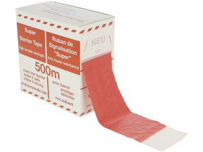 KERBL Absperrband rot; weiß 80 mm x 100 m, im Abrollkarton, 291338