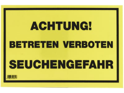 KERBL Warnschild "Achtung! Betreten verboten, Seuchengefahr", Kunststoff, 29641 KERBL Warnschild "Achtung! Betreten verboten, Seuchengefahr", Kunststoff, 29641