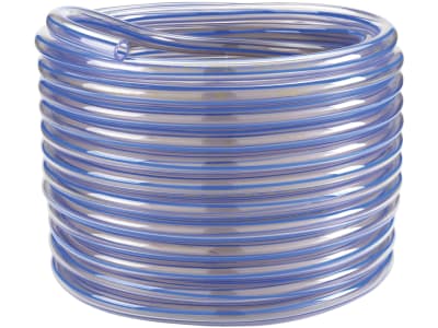 Milchschlauch 12,7 x 21 mm, 30 m, PVC (Polyvinylchlorid), transparent, 1 blauer Streifen