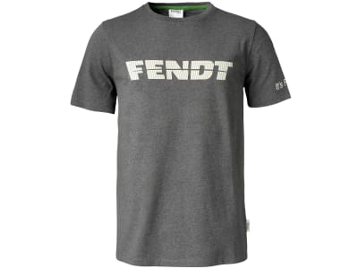 Fendt T-Shirt für Herren grau, weißes Fendt-Logo vorn