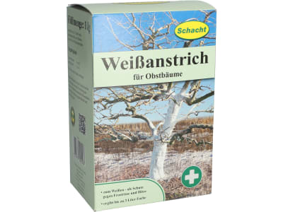 Schacht Weißanstrich für Obstbäume zur Pflege der Rindeals Schutz gegen Frostrisse und Hitze 1 kg Packung Pulver Schacht Weißanstrich für Obstbäume zur Pflege der Rindeals Schutz gegen Frostrisse und Hitze 1 kg Packung Pulver