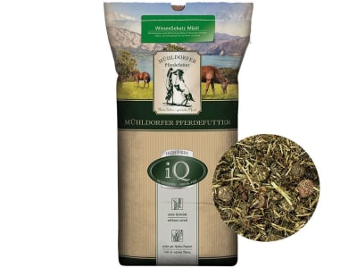 Mühldorfer iQ WiesenSchatz Müsli getreidefreies, melassefreies Müsli ohne zugesetzte Mineralstoffe und Vitamine auch für sensible Pferde geeignet 15 kg Sack Mühldorfer iQ WiesenSchatz Müsli getreidefreies, melassefreies Müsli ohne zugesetzte Mineralstoffe und Vitamine auch für sensible Pferde geeignet 15 kg Sack