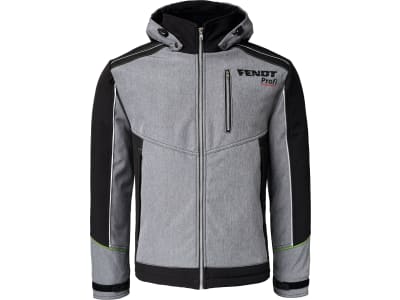 Fendt Softshelljacke "Profi" für Herren Gr. XL grau; schwarz; grün, abnehmbare Kapuze, X991020269000