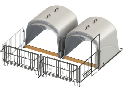 KERBL Kälberiglu "CalfHouse Premium XL" für 10 Kälber, mit Umzäunung (Doppelset), 14530
