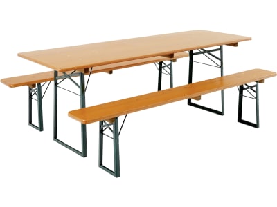 RUKU Bierzeltgarnitur 3-tlg., 220 cm, 75 cm breiter Tisch Kiefer lasiert 3-teilig, in verschiedenen Ausführungen RUKU Bierzeltgarnitur 3-tlg., 220 cm, 75 cm breiter Tisch Kiefer lasiert 3-teilig, in verschiedenen Ausführungen