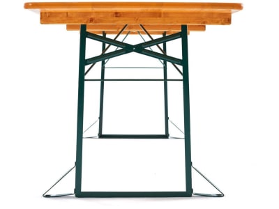 RUKU Bierzeltgarnitur 3-tlg., 220 cm, 80 cm breiter Tisch 1 Tisch + 2 Bänke ohne Lehne  Kiefer lasiert 3-teilig