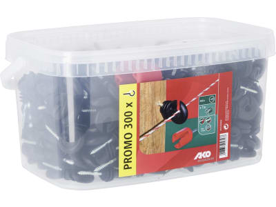 Ako Ringisolator 300 St. Holzgewinde, schwarz, für Litze, Seil, Band bis 10 mm, mit Einschraubhilfe, 44314/3003E