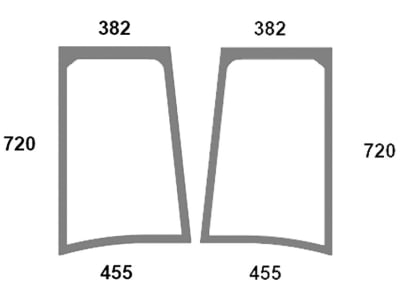 Seitenscheibe, grün, links/rechts, Siebdruck, für Case IH JX Bj. 05.04 – 12.08