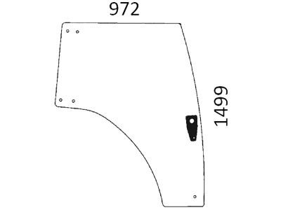 Türscheibe, grün, rechts, für Landini 5, Powerfarm, McCormick C Max, T Max
