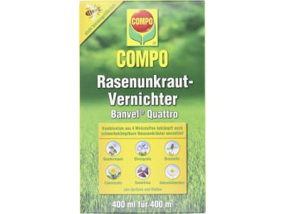 COMPO Rasenunkrautvernichter Banvel Quattro 400 ml Flasche auch gegen schwerbekämpfbare Rasenunkräuter 400 m²