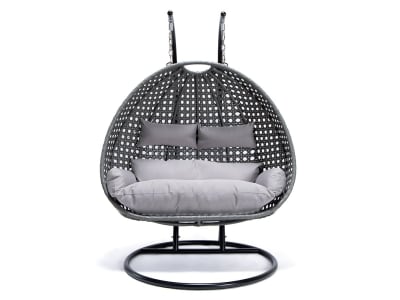 HOME DELUXE Polyrattan Hängesessel TWIN grau grau; schwarz Hängesessel mit Gestell, Hängekorb HOME DELUXE Polyrattan Hängesessel TWIN grau grau; schwarz Hängesessel mit Gestell, Hängekorb
