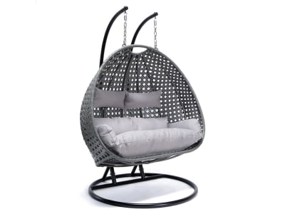 HOME DELUXE Polyrattan Hängesessel TWIN grau grau; schwarz Hängesessel mit Gestell, Hängekorb HOME DELUXE Polyrattan Hängesessel TWIN grau grau; schwarz Hängesessel mit Gestell, Hängekorb