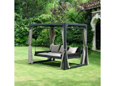 HOME DELUXE Pavillon Gartenliege PROVENCE anthrazit Sonnenliege, Liegeschaukel, Poolliege HOME DELUXE Pavillon Gartenliege PROVENCE anthrazit Sonnenliege, Liegeschaukel, Poolliege