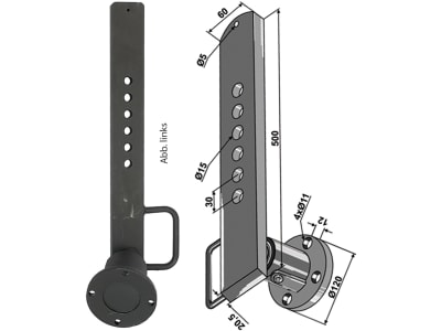 Industriehof® Scheibenlager rechts, mit Stiel Nabe Ø außen 120 mm, Lochkreis 100 mm, 31-238819