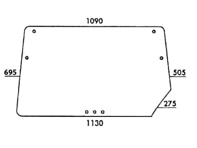 Heckscheibe, klar, 2-Loch-Befestigung, mit Gerätedreieck, für Deutz-Fahr DX, Kabine DX