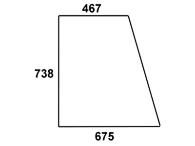 Türscheibe, grün/klar, oben links/rechts, Länge 675 mm, für Fendt Favorit