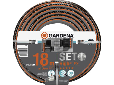 Gardena Comfort HighFLEX Gartenschlauch Set 18 m 1/2" orange; grau inkl. Wasserschlauch, Hahnverbinder, Schlauchverbinder, Wasserstop 30 bar Gardena Comfort HighFLEX Gartenschlauch Set 18 m 1/2" orange; grau inkl. Wasserschlauch, Hahnverbinder, Schlauchverbinder, Wasserstop 30 bar