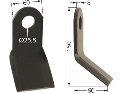 Sauerburger Schlegelmesser 150 x 60 x 8 mm für Mulchgerät HGM–U, WM, 70402