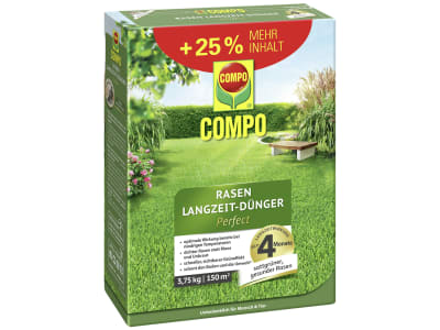 COMPO Rasen-Langzeitdünger Perfect kaliumreich, nitratfrei und phosphorarm für einen kräftigen Rasen auch bei Trockenheit und kälte für 150 m² 3,75 kg Karton COMPO Rasen-Langzeitdünger Perfect kaliumreich, nitratfrei und phosphorarm für einen kräftigen Rasen auch bei Trockenheit und kälte für 150 m² 3,75 kg Karton