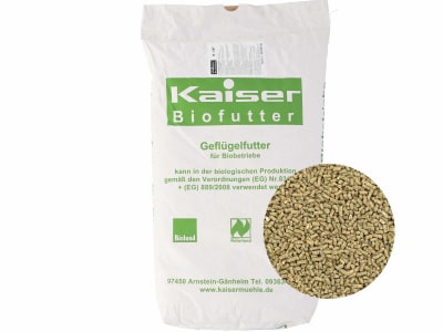 Kaiser B-GMK 0.33 Geflügelmastkorn für Ökobetriebe geeignetes Alleinfutter für Masthühnerküken (Broiler) und Mastgeflügel Mastfutter Hühner Pellet 25 kg Sack