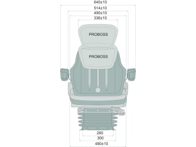 PROBOSS Traktorsitz "AS2480", luftgefedert, Stoff, schwarz