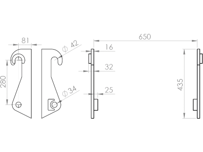 Düvelsdorf Anschweißplatte für Schäffer hydraulisch 34 mm (650 mm), 35-19117