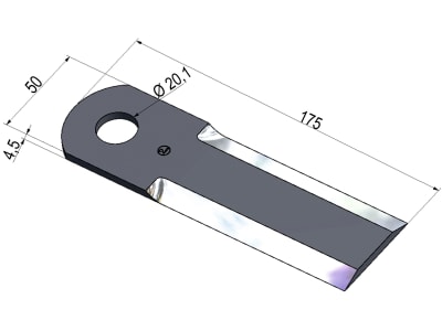 MWS Häckslermesser 175 x 50 x 4,5 mm glatt, für Mähdrescher Case IH, Dronningborg, Fendt, John Deere, Laverda, Massey Ferguson mit Strohhäcksler Biso, 60-0170-30-01-0