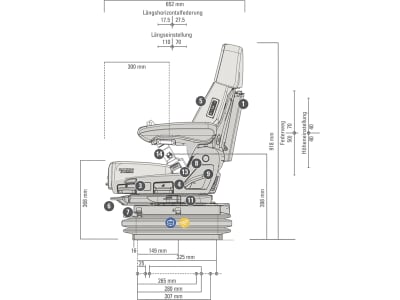 Grammer Traktorsitz "Maximo® XT Evolution Dynamic", Niederfrequenzfederung, Stoff, grau/schwarz Grammer Traktorsitz "Maximo® XT Evolution Dynamic", Niederfrequenzfederung, Stoff, grau/schwarz