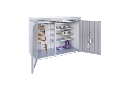 Biohort HighBoard 160  160 x 70 cm quarz-grau; metallic  Fahrradbox, Mülltonnenbox, Gartenbox
