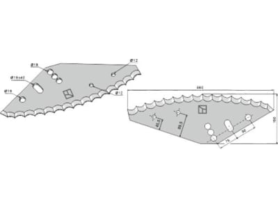 Industriehof® Messer 560 x 190 x 5 mm, halbrund, gezahnt, alte Ausführung für Futtermischwagen, Mayer Siloking, 70-266